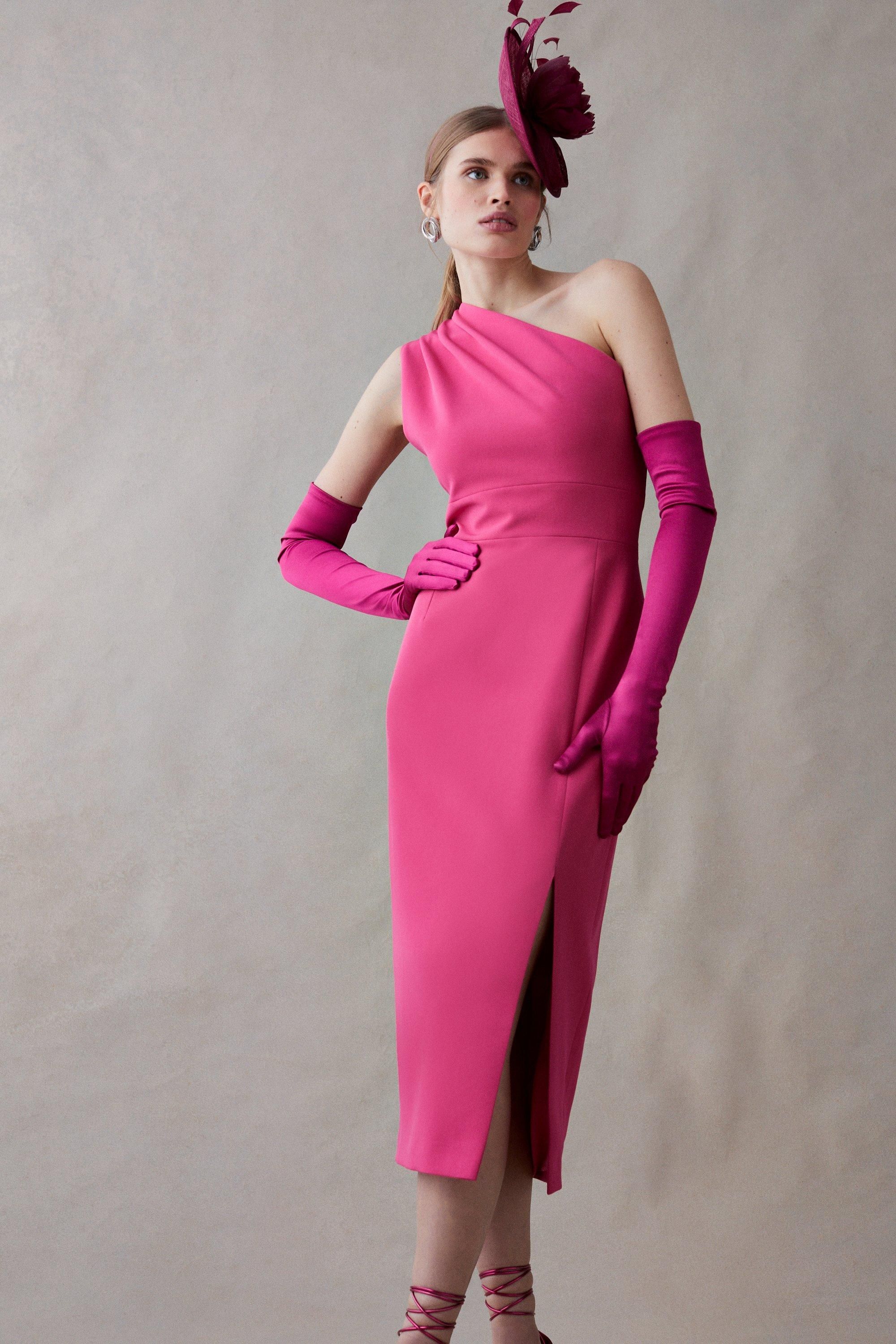 Coast Premium One Shoulder Pencil Dress Pink image 3
