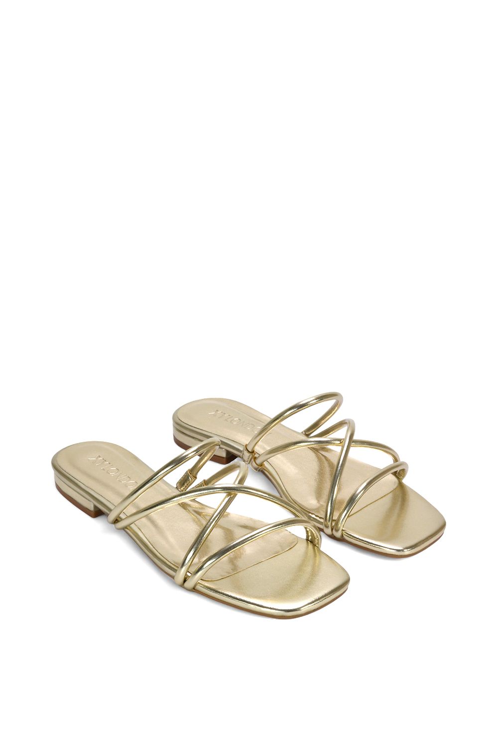 XY London 'Suzzie' Strappy Flat Slip On Square Toe Slider Mule Sandals image 4