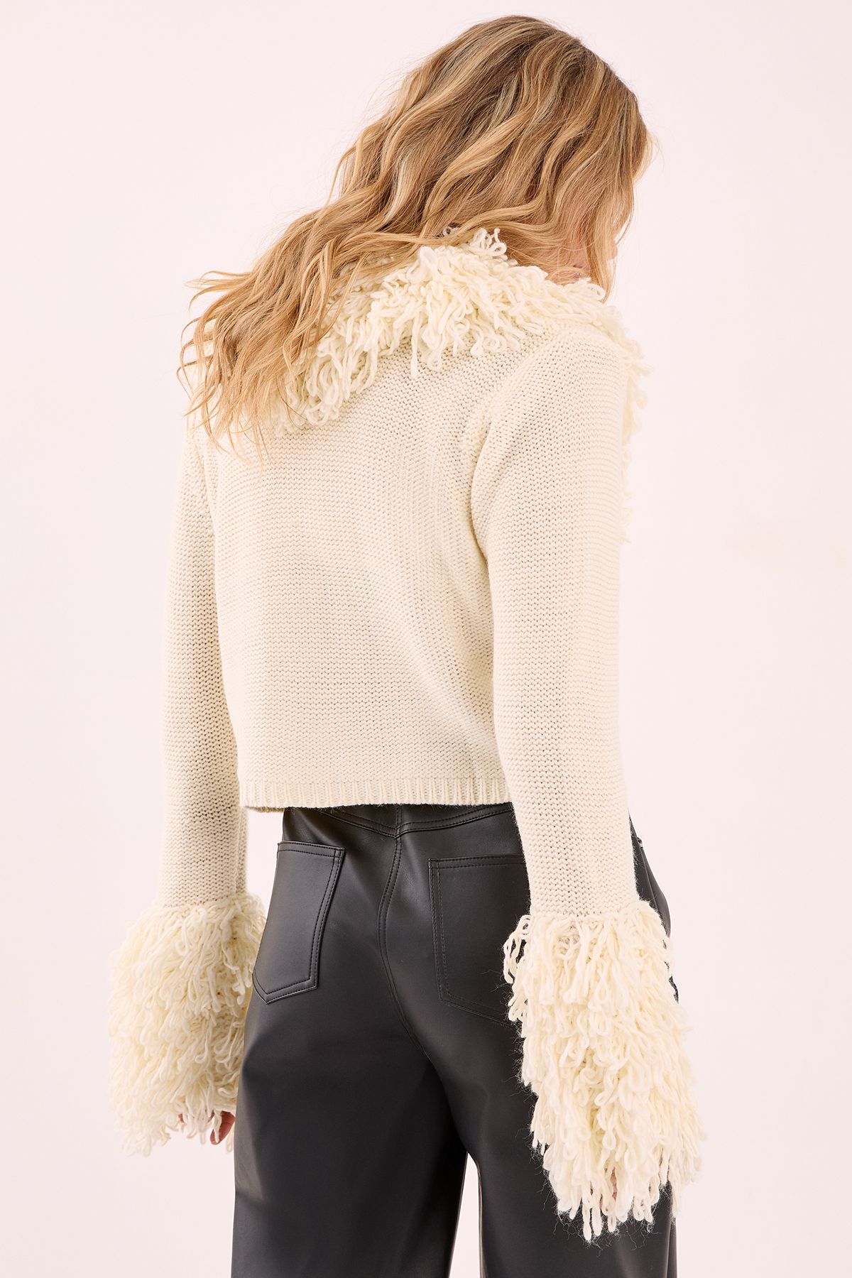 NastyGal Loopy Trim Collared Cardigan Cream image 4