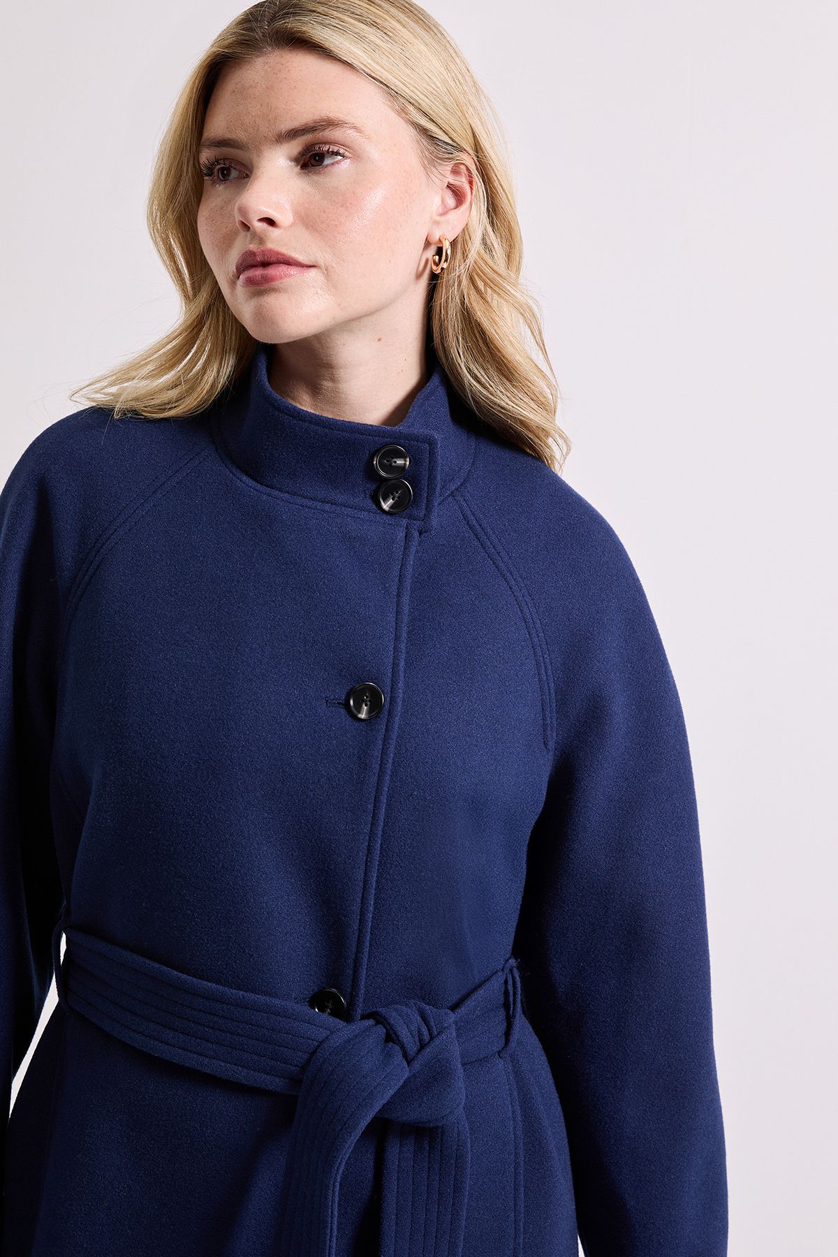 Dorothy Perkins Classic Midi Funnel Neck Coat Navy image 4