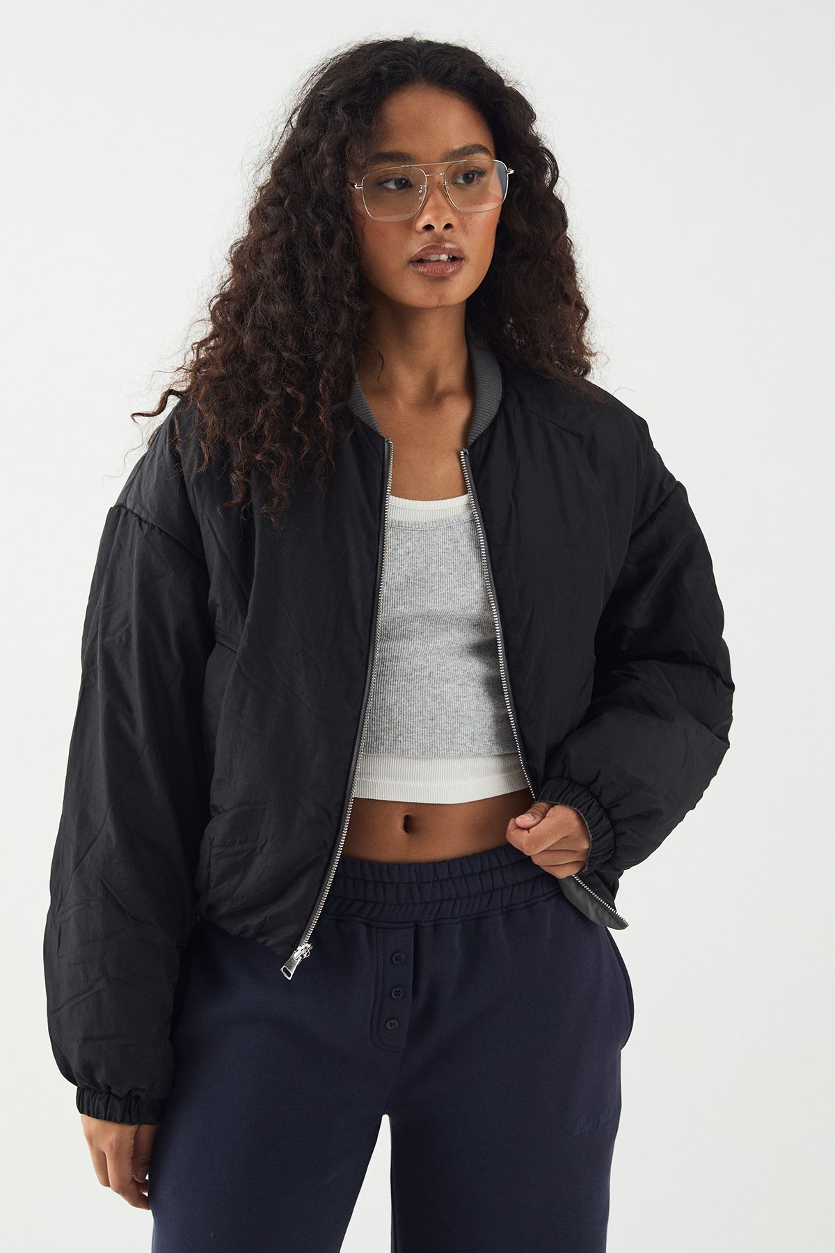 DSGN Studio DSGN Studio Reversible Padded Bomber Jacket Black image 3