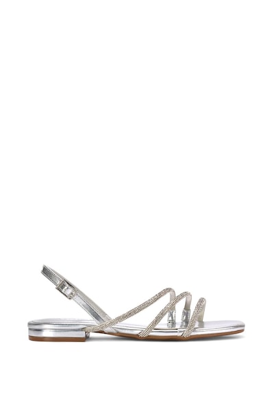 XY London 'Abigale' Strappy Diamante Flat Slingback Sandals With Buckle
