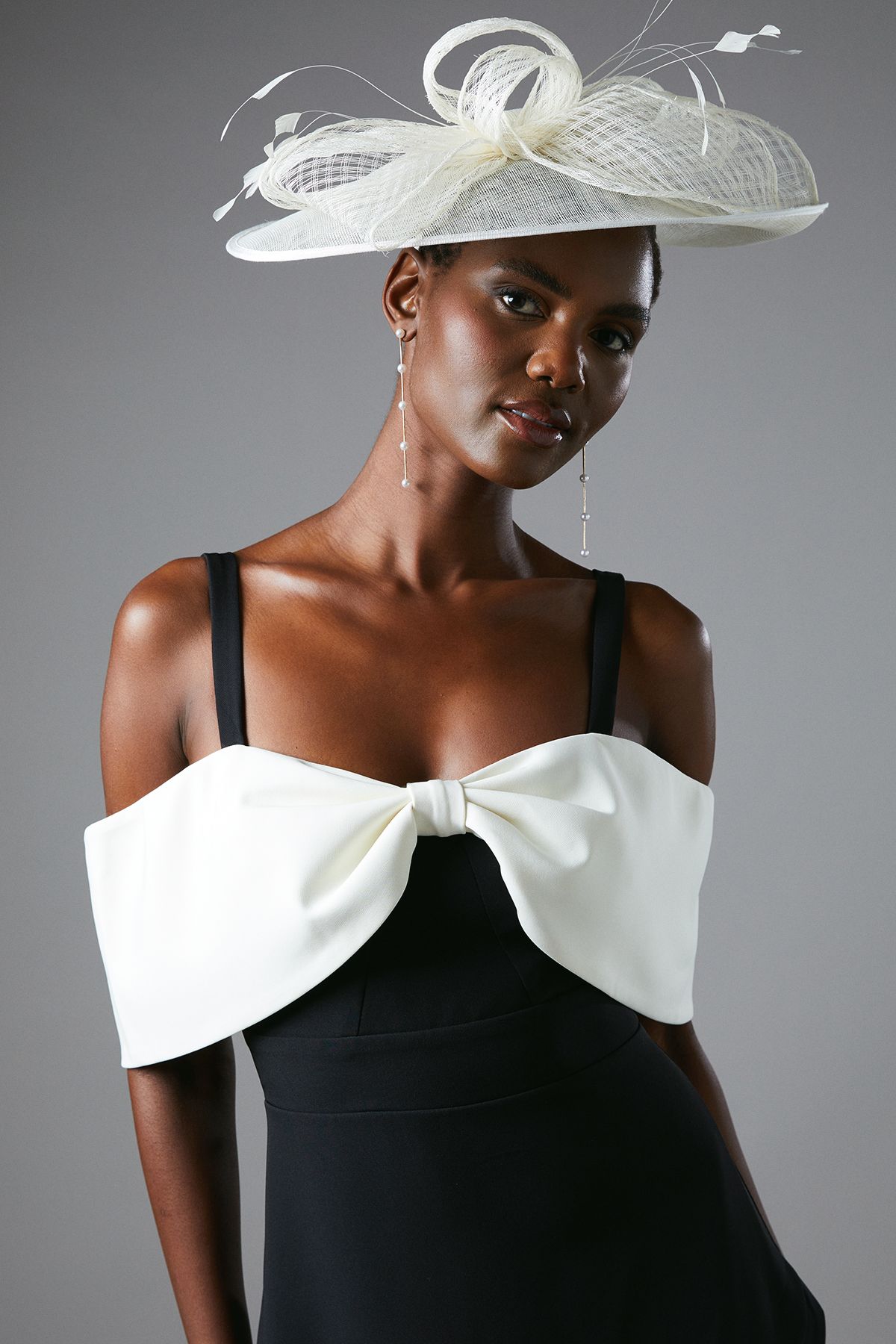 Coast Mono Bow Drop Waist Pleated Dress Mono image 3