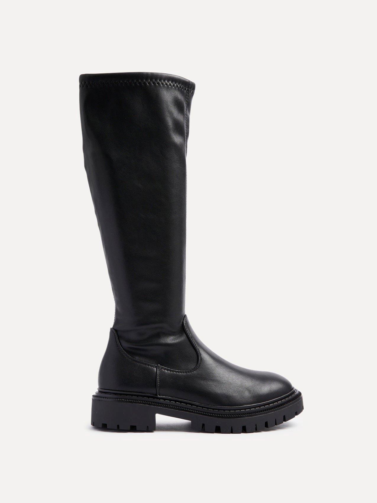 Linzi Hallie Black Faux Leather High Leg Stretch Boot image 1