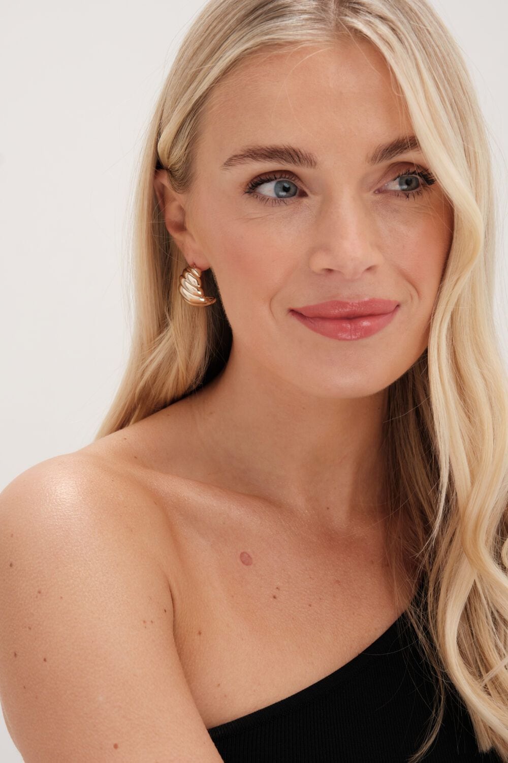 Jon Richard Gold Plated Chunky Ridge Dome Earrings image 2