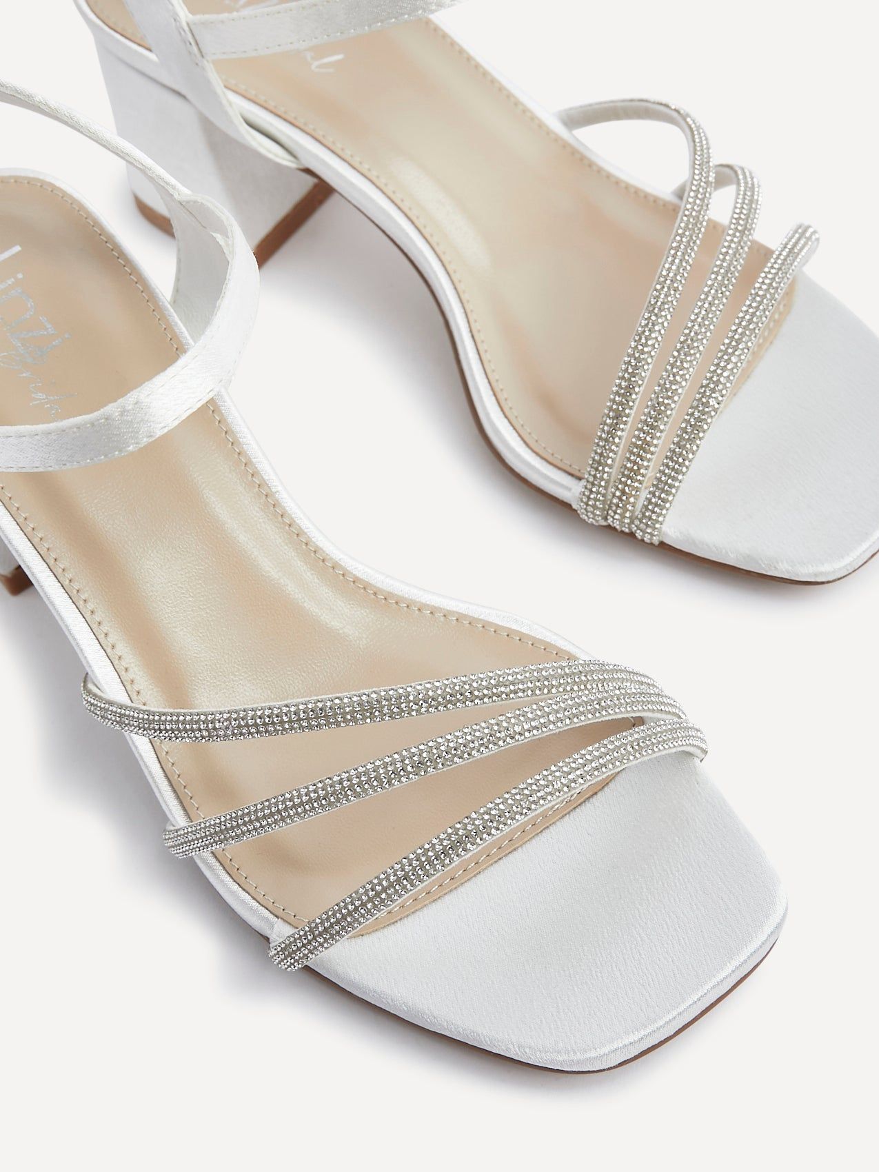 Linzi Mariah Wide Fit Ivory Satin Open Back Heel image 4