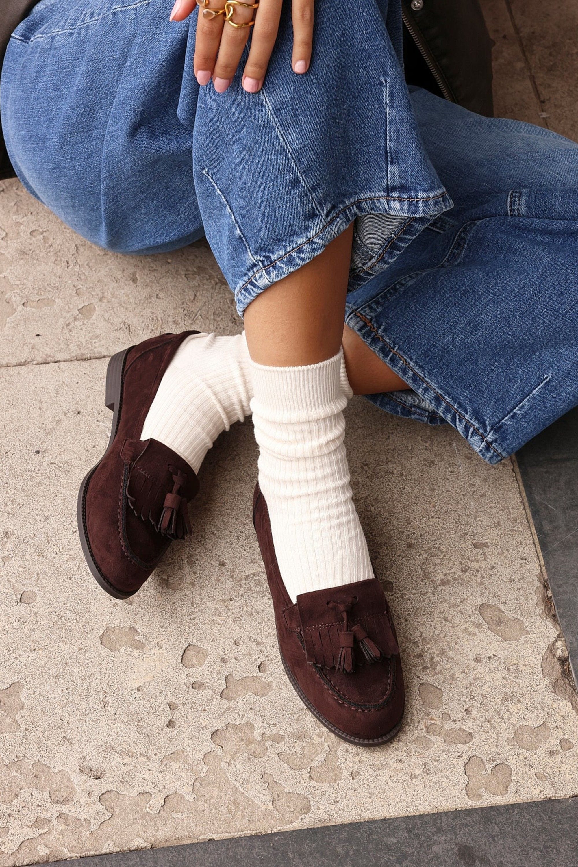 Linzi Rosemary Brown Faux Suede Classic Slip On Loafer image 6