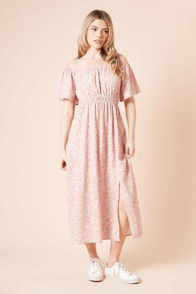 Dorothy Perkins Floral Bardot Full Skirted Midi Dress Floral