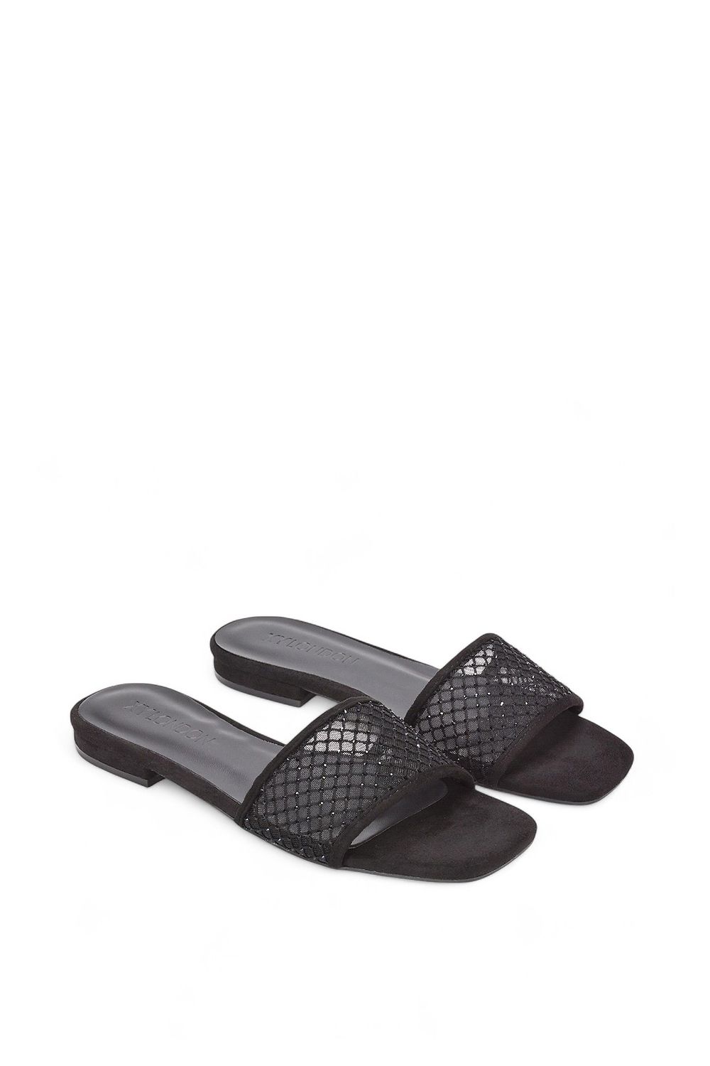 XY London 'Gabrielle' Flat Slip On Open Toe Diamante Slider Mule Sandals image 4