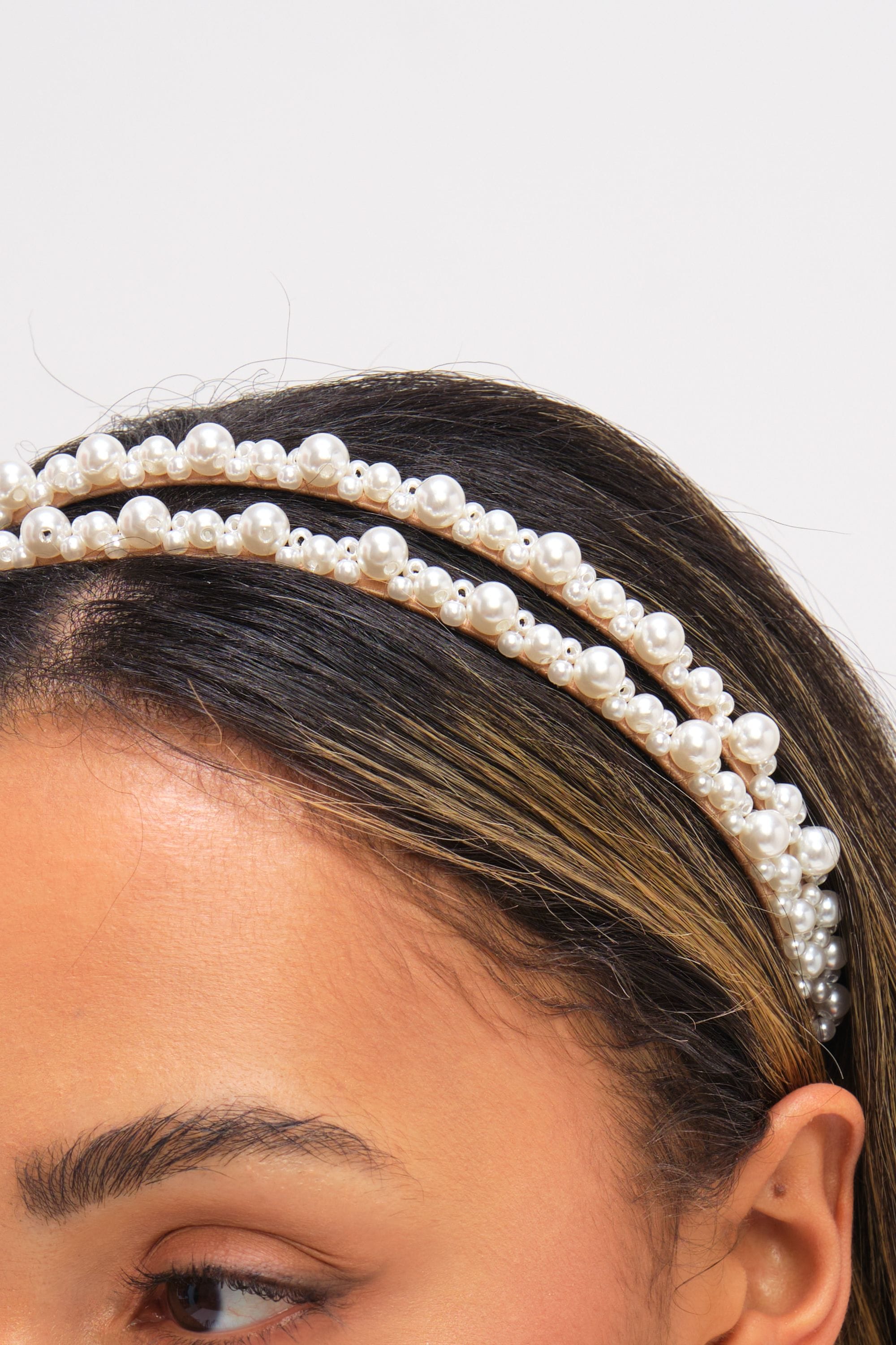 Jon Richard Pearl Double Row Headband image 2