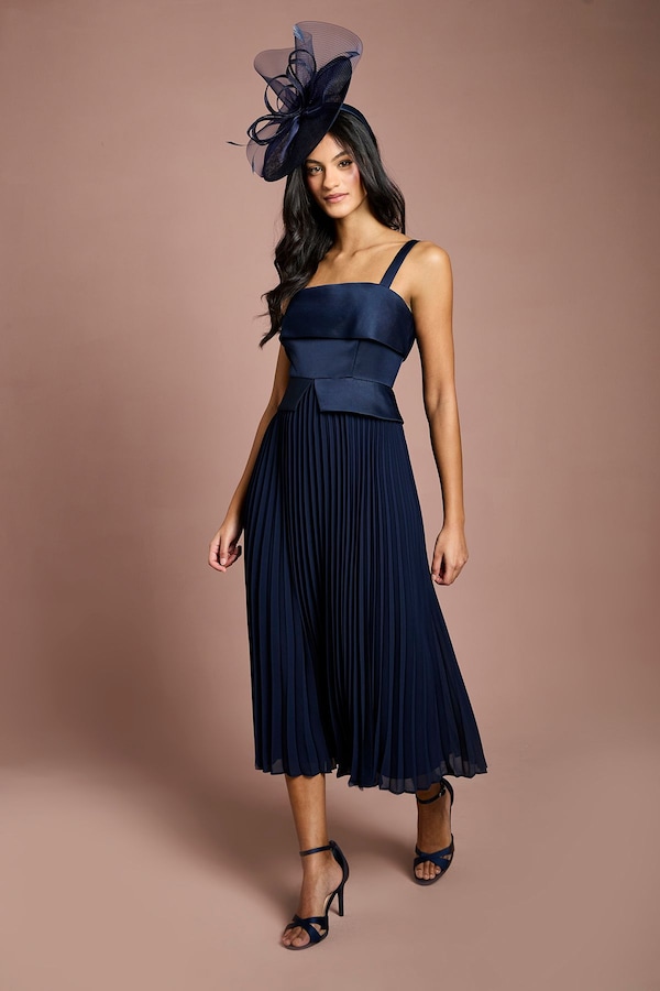 Coast Petite Square Neck Midi Dress Navy
