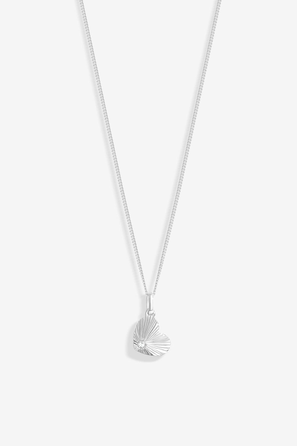 Simply Silver Sterling Silver 925 Polished Diamond Cut Heart Pendant image 1