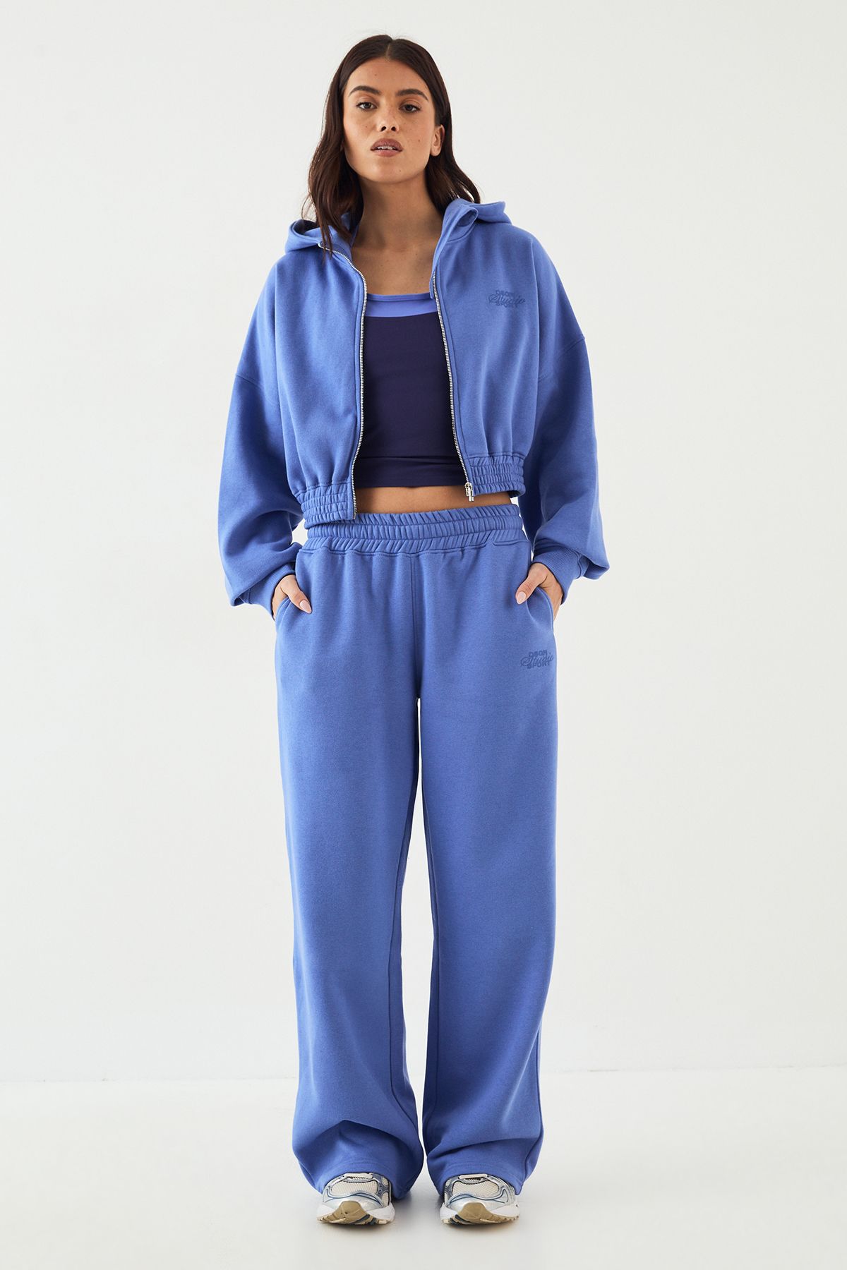 DSGN Studio DSGN Studio Sport Boxy Crop Zip Through Hoodie Cornflower image 5