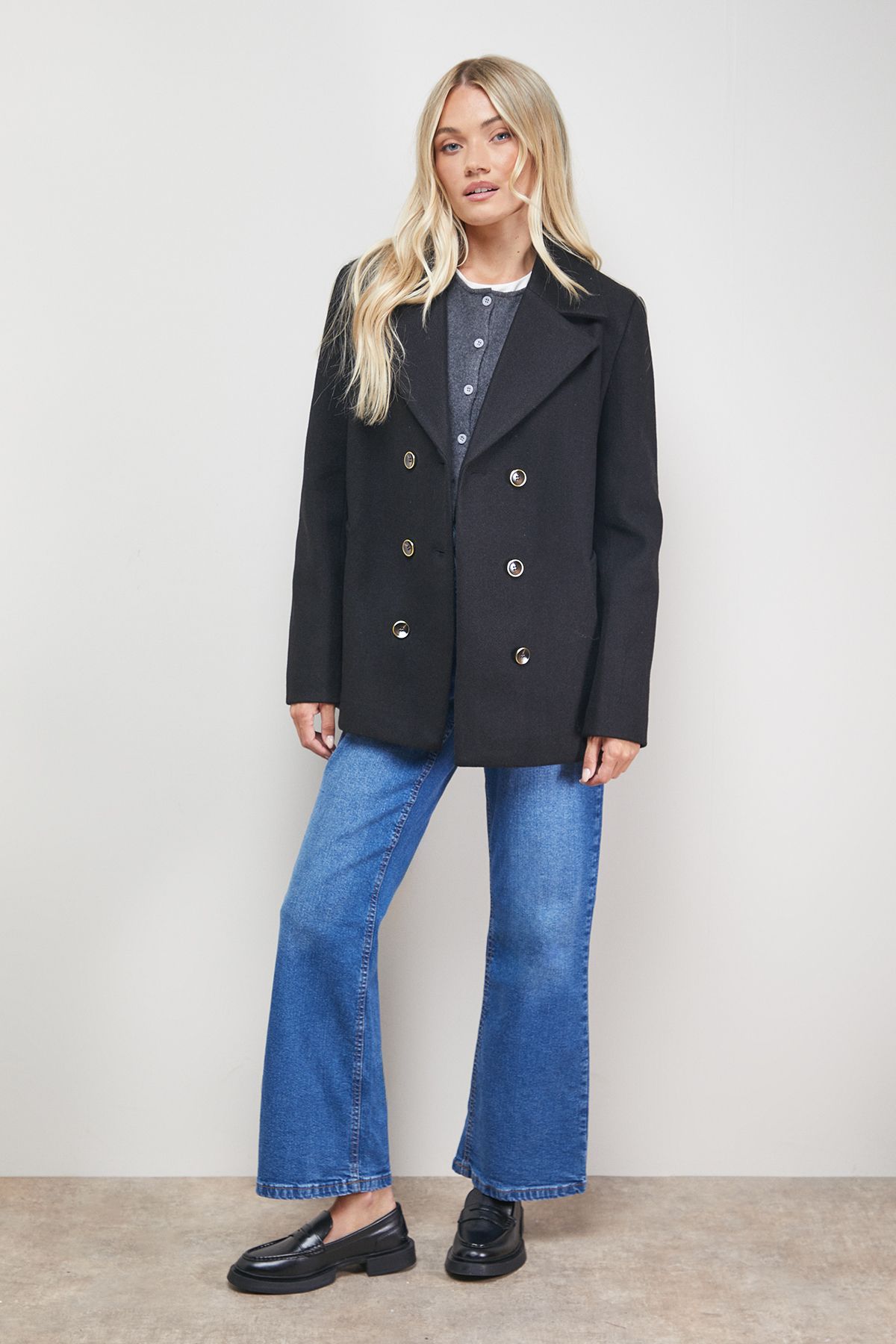 Oasis Double Breasted Blazer Coat Black image 1