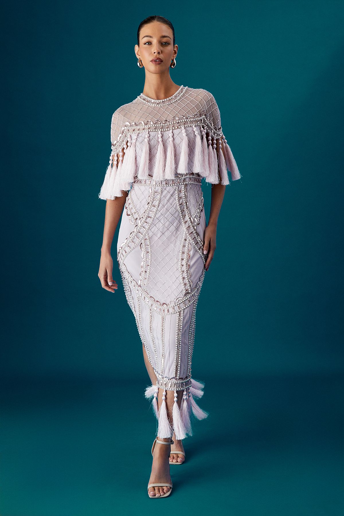 Coast Coast Muse Tassel Cape Sequin Maxi Dress Lilac image 1