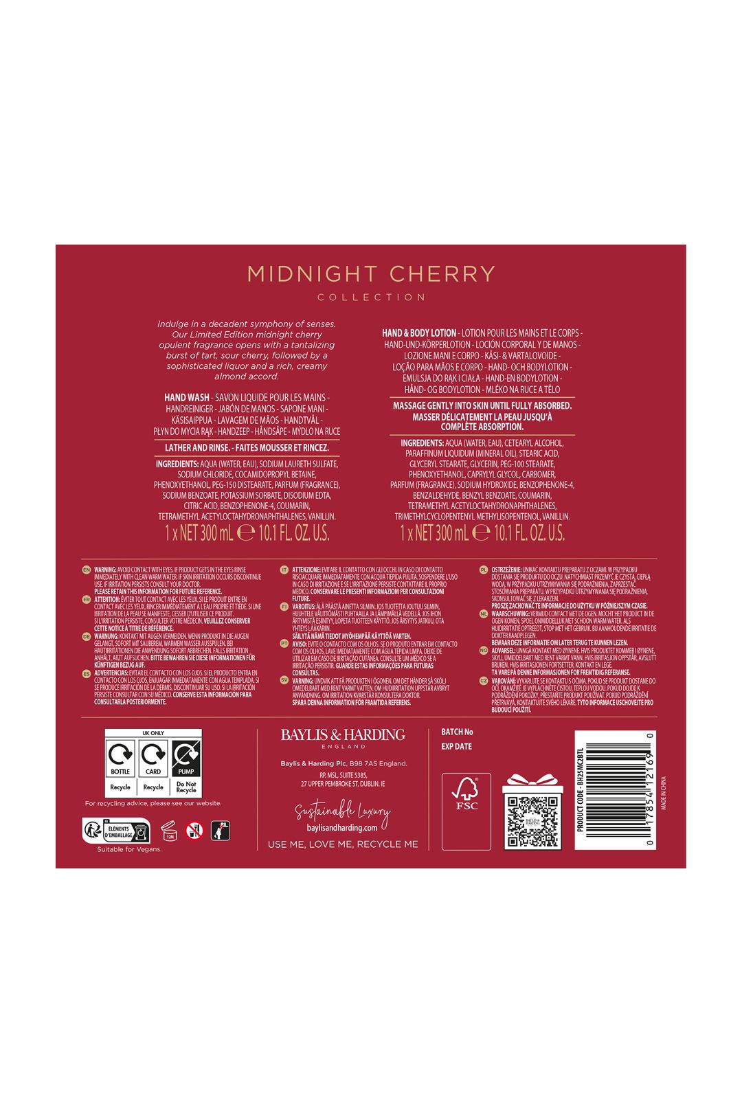 Baylis & Harding Midnight Cherry Luxury Hand Care Gift Set Multi image 8