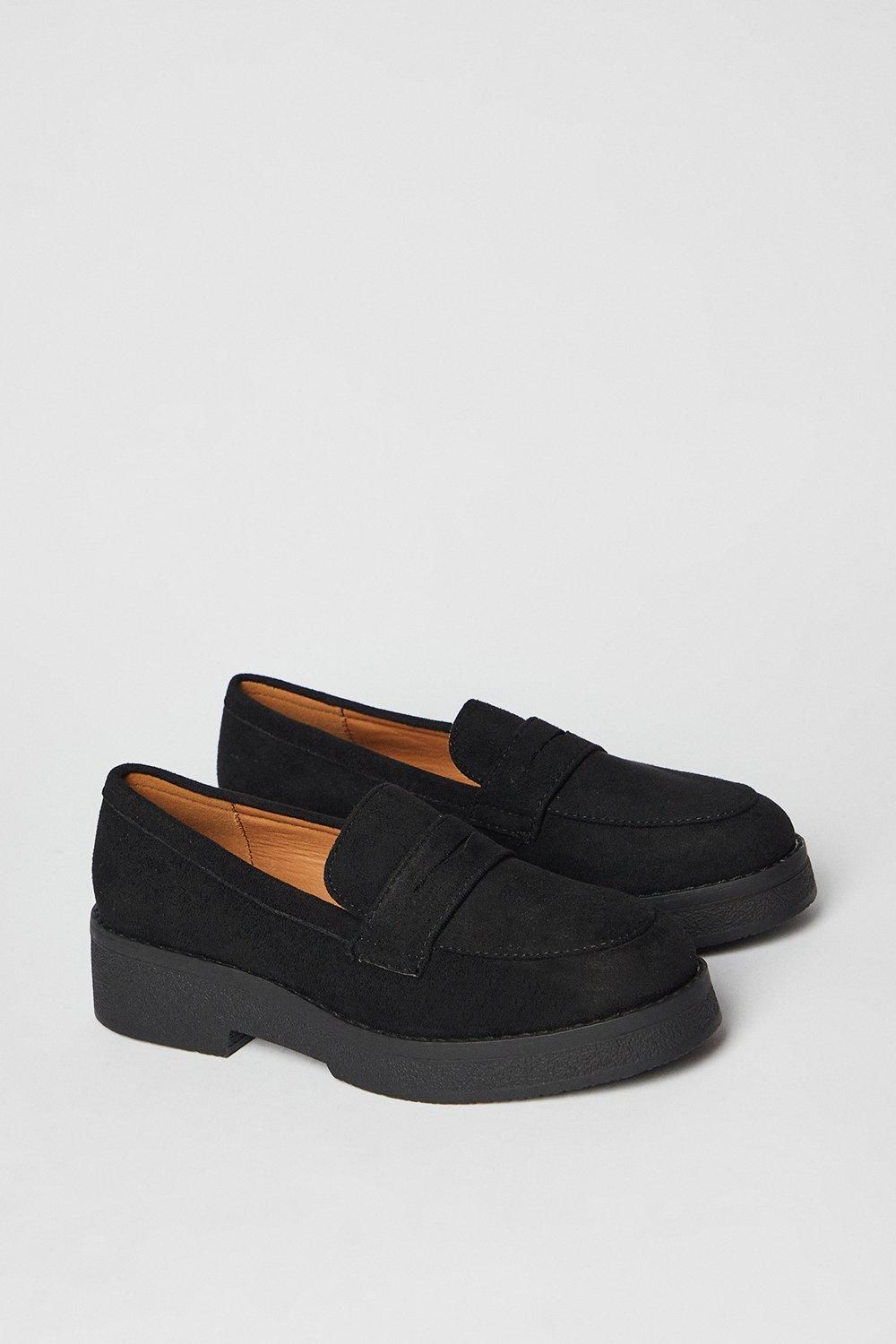 Oasis Buttercup Faux Suede Chunky Penny Loafers Natural Black image 3