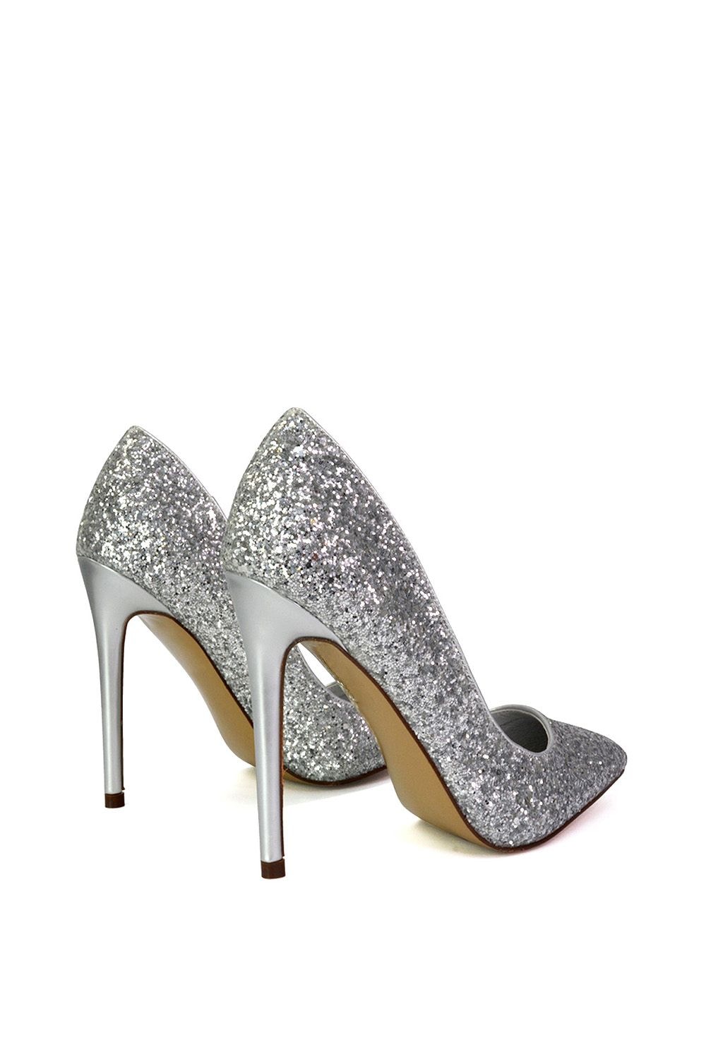 XY London 'Emerald' Pointed Toe Court Shoes Glitter Stiletto High Heels image 2