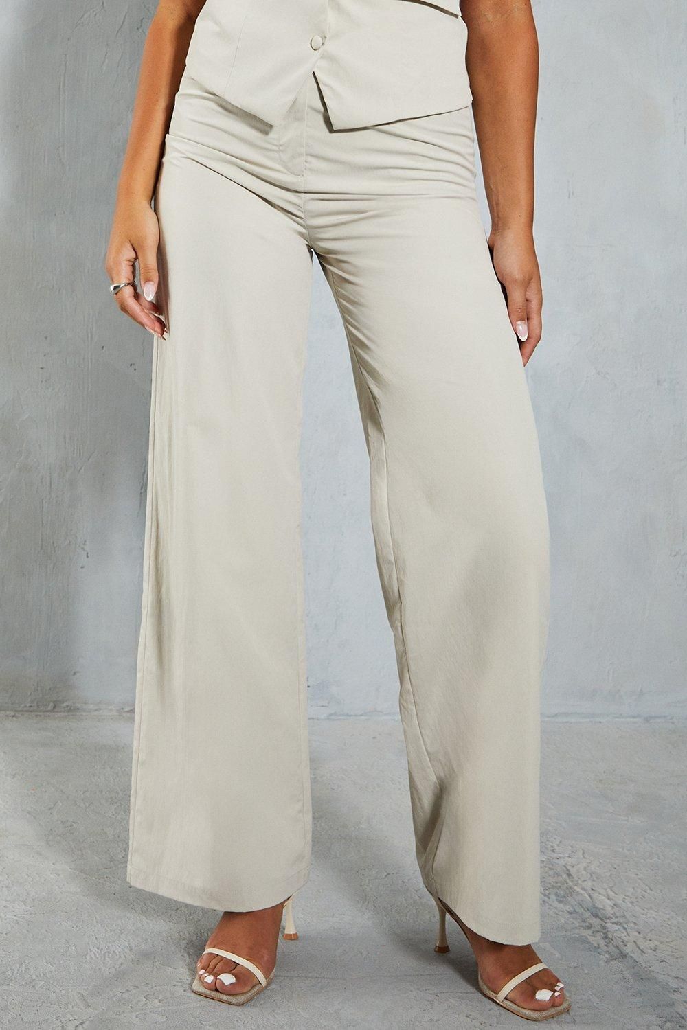 MissPap Lightweight Woven Tailored Straight Leg Trouser Stone image 4