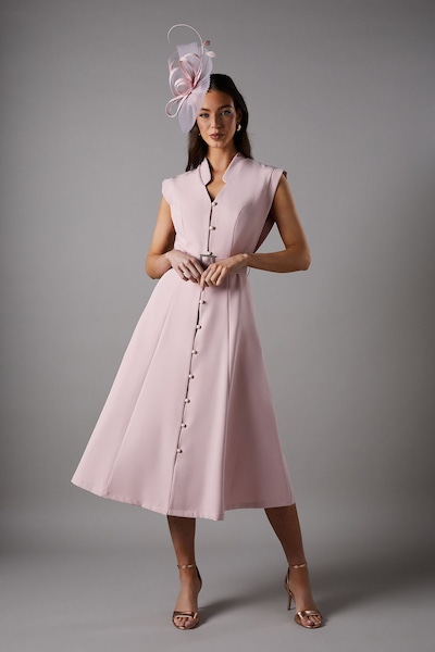 Coast Sleeveless Button Through Midi Dress With Belt Blush