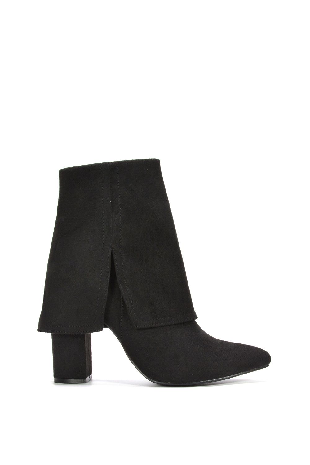 XY London 'Ayla' Layered Fold Over Pointed Toe Heeled Shoe Booties image 1