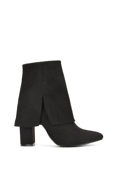 XY London 'Ayla' Layered Fold Over Pointed Toe Heeled Shoe Booties