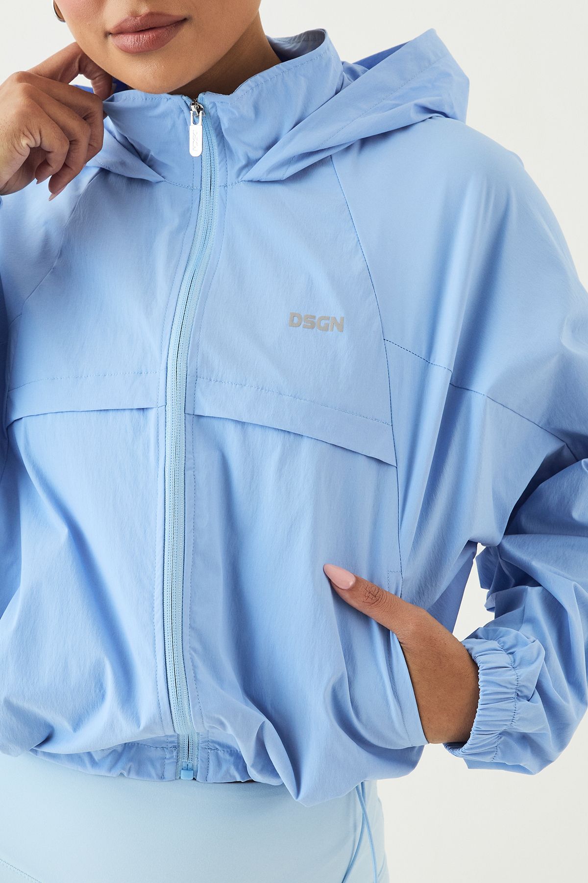 DSGN Studio DSGN Studio Zip Through Cropped Track Jacket Blue image 4