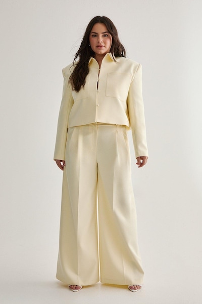 NastyGal Plus Premium Tailored Wide Leg Trouser Butter