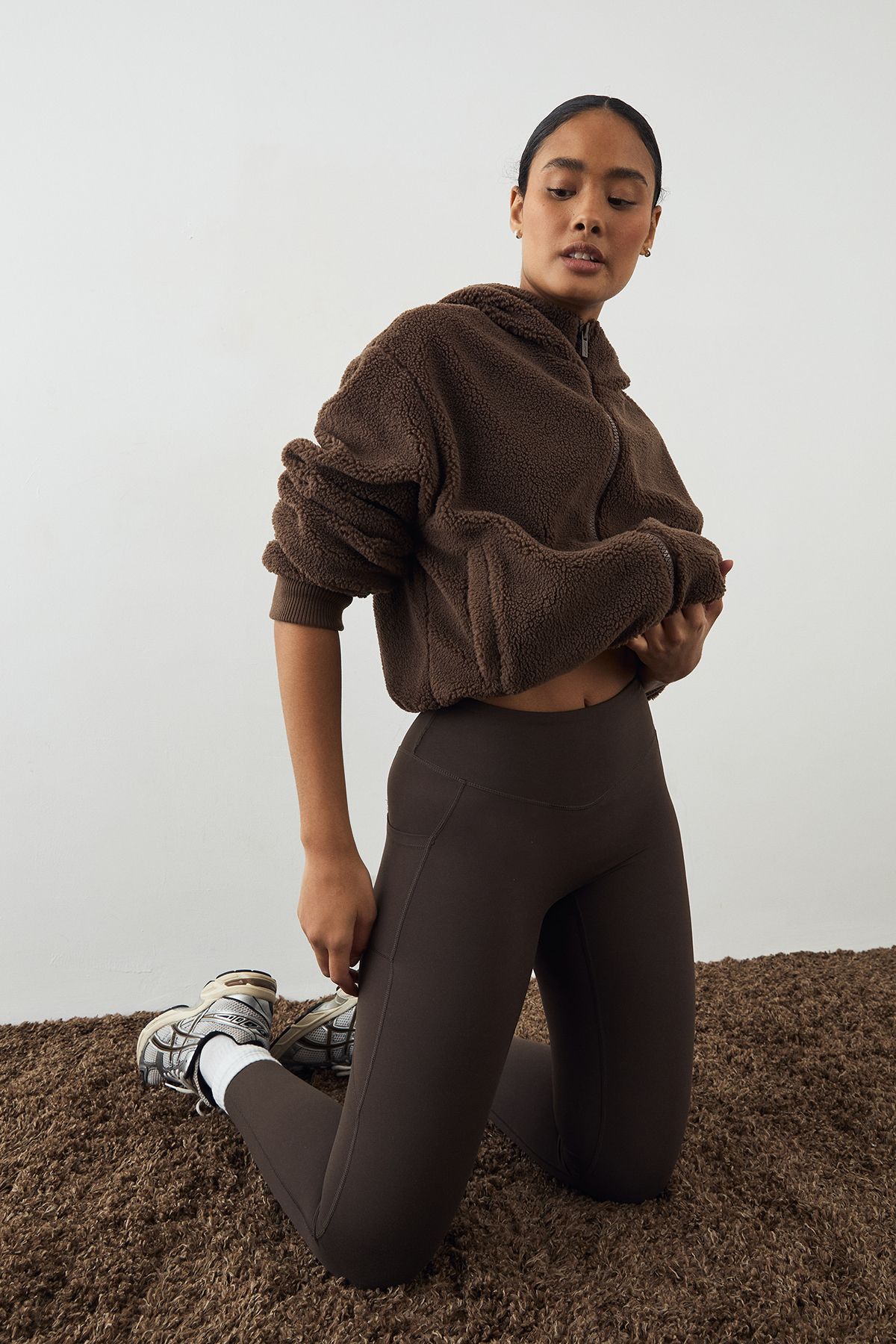 DSGN Studio DSGN Studio Borg Zip Through  Jacket Espresso image 1