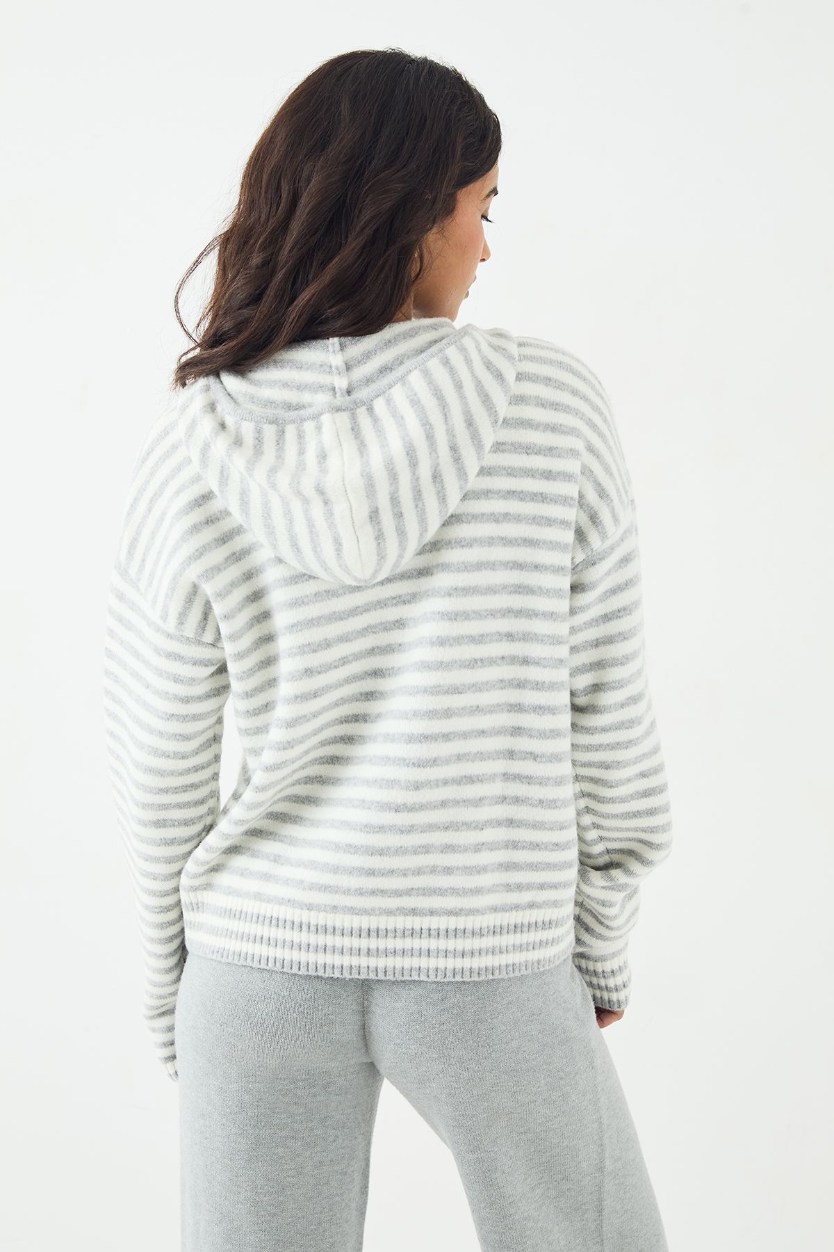 DSGN Studio DSGN Studio Stripe Knitted Hoodie Grey image 2