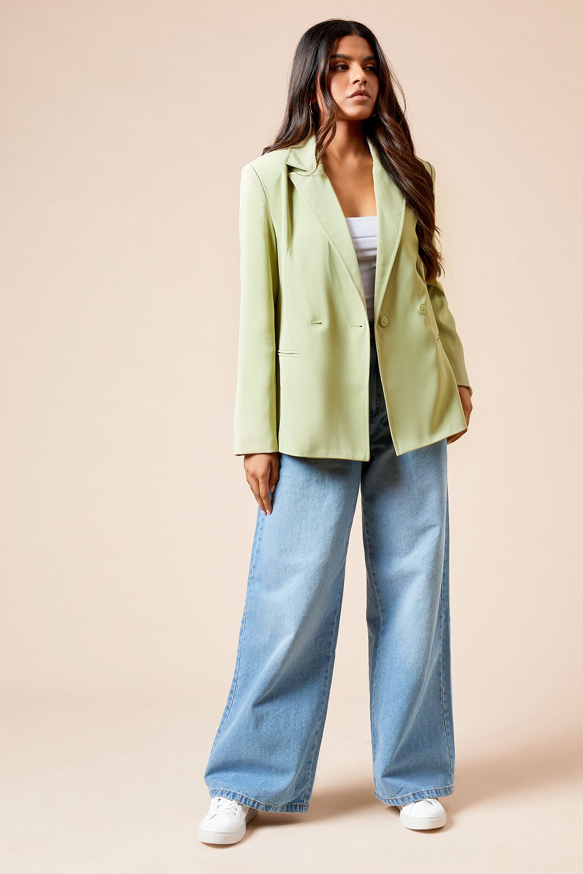 Dorothy Perkins Petite Tailored Seam Front Detail Blazer Sage image 2