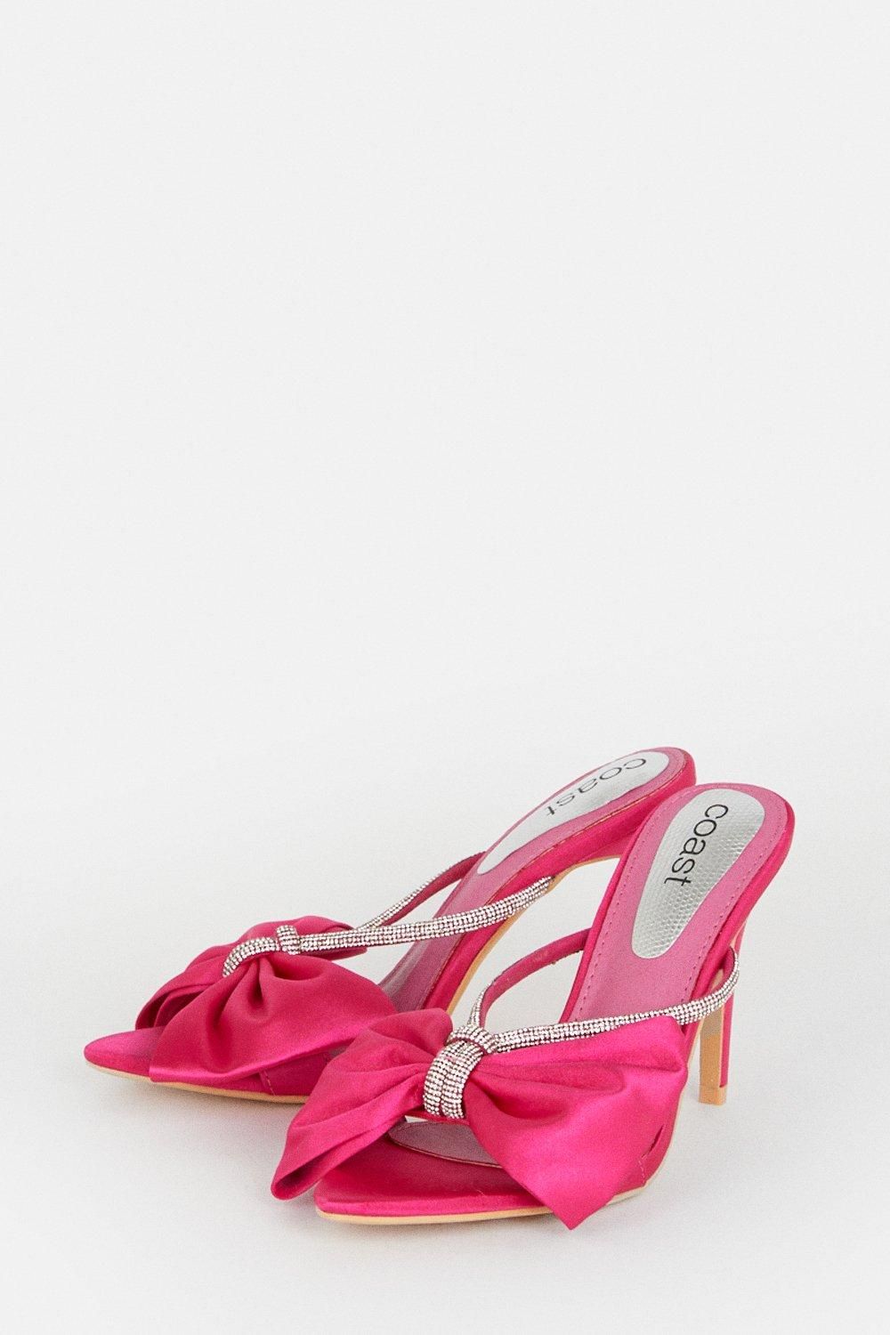 Coast Satin Bow Open Toe Heel Pink image 3