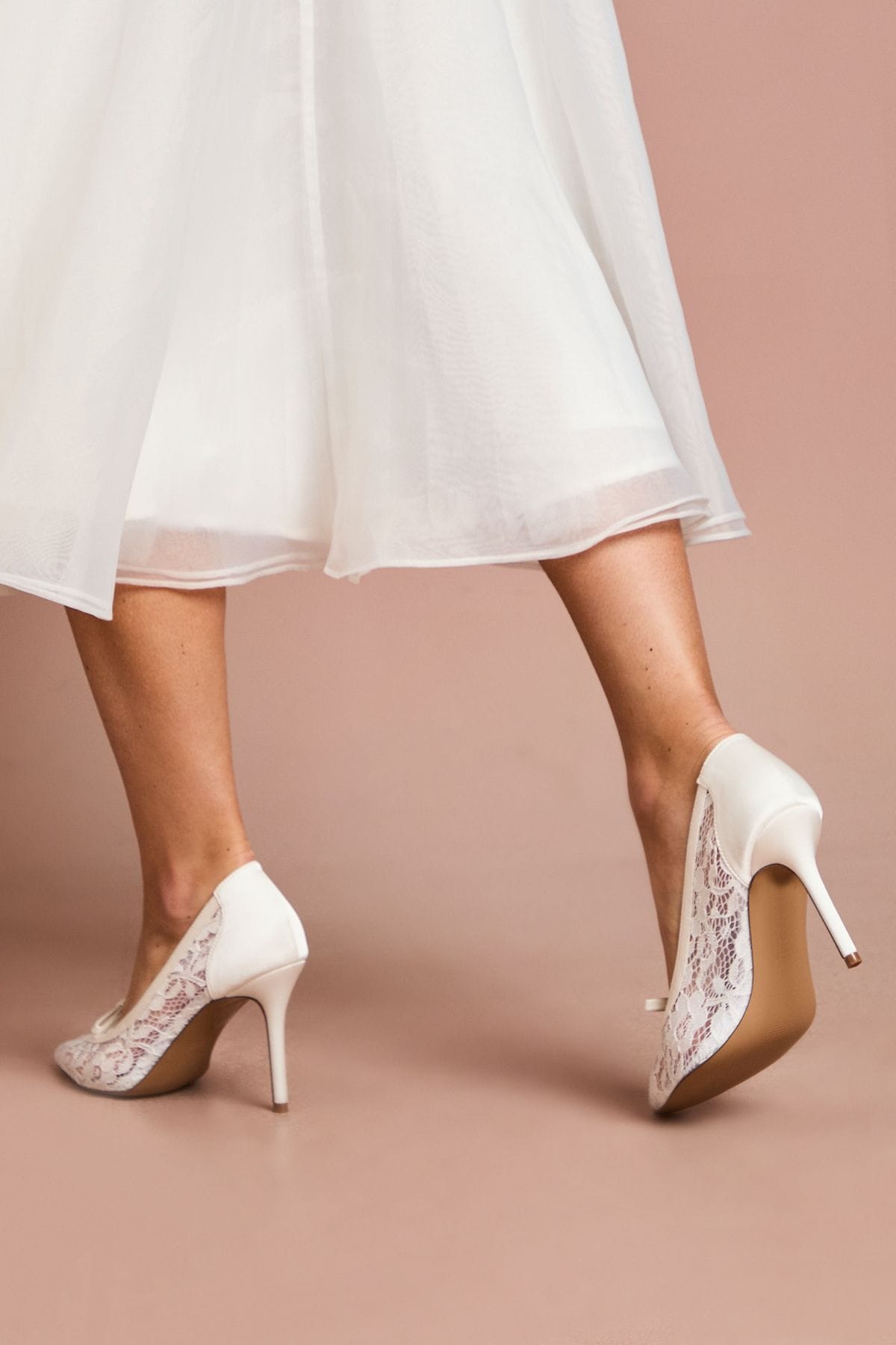 Coast Bridal Alexis Lace Bow Detail Slingback High Heel Stiletto Court Shoes Ivory image 4