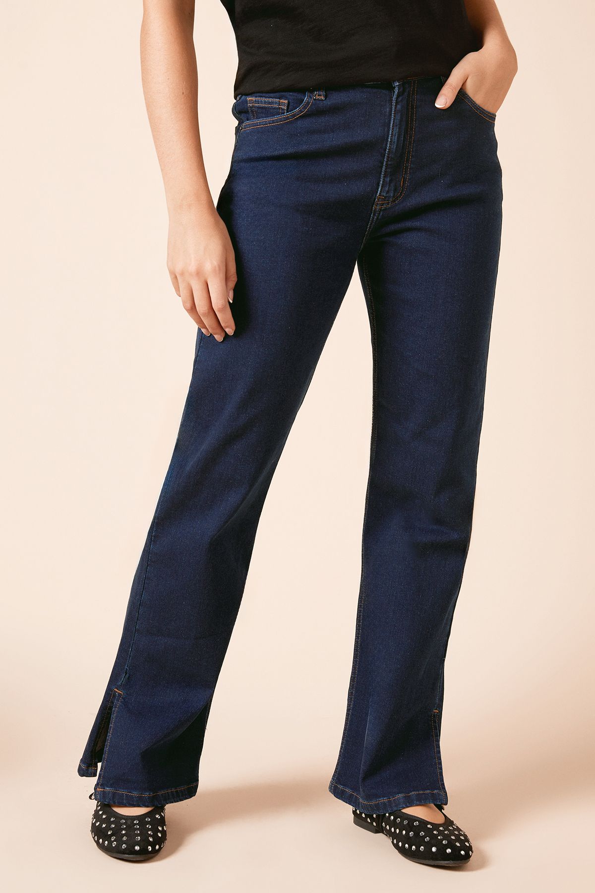 Dorothy Perkins Straight Leg Jean With Side Split Indigo image 1