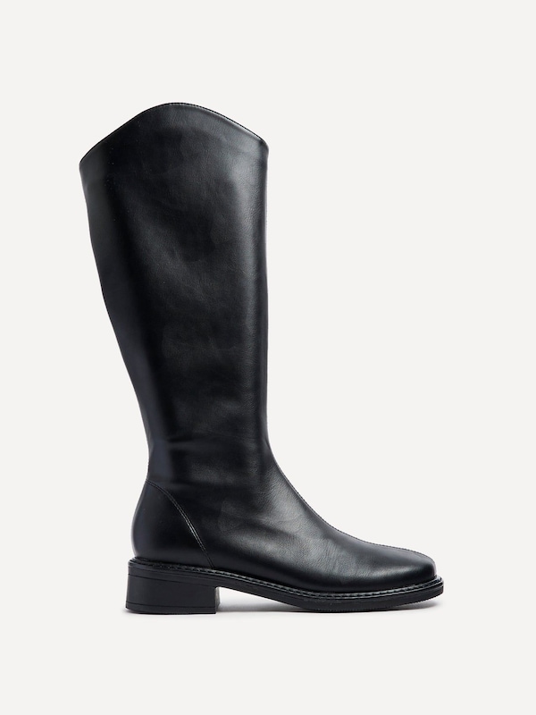 Linzi Nadine Black Faux Leather Knee High Boot