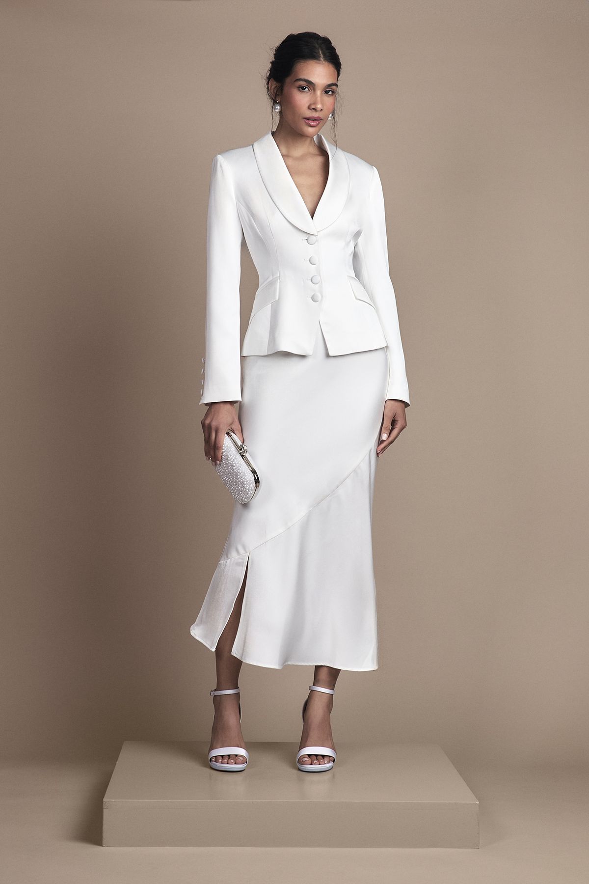 Coast Bridal Satin Detail Fitted Skirt Ivory