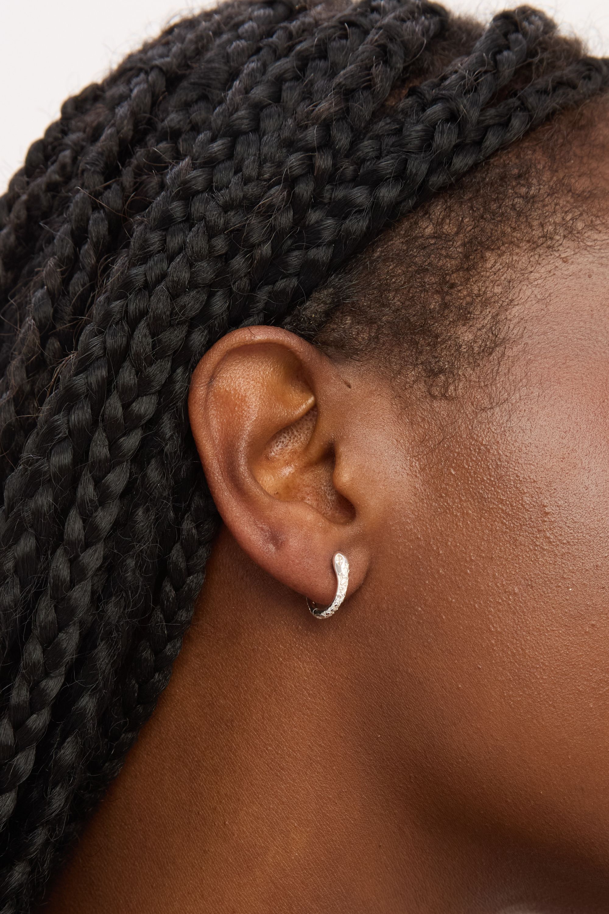 Simply Silver Sterling Silver 925 Polished Textured Snake Huggie Hoop Earrings image 2