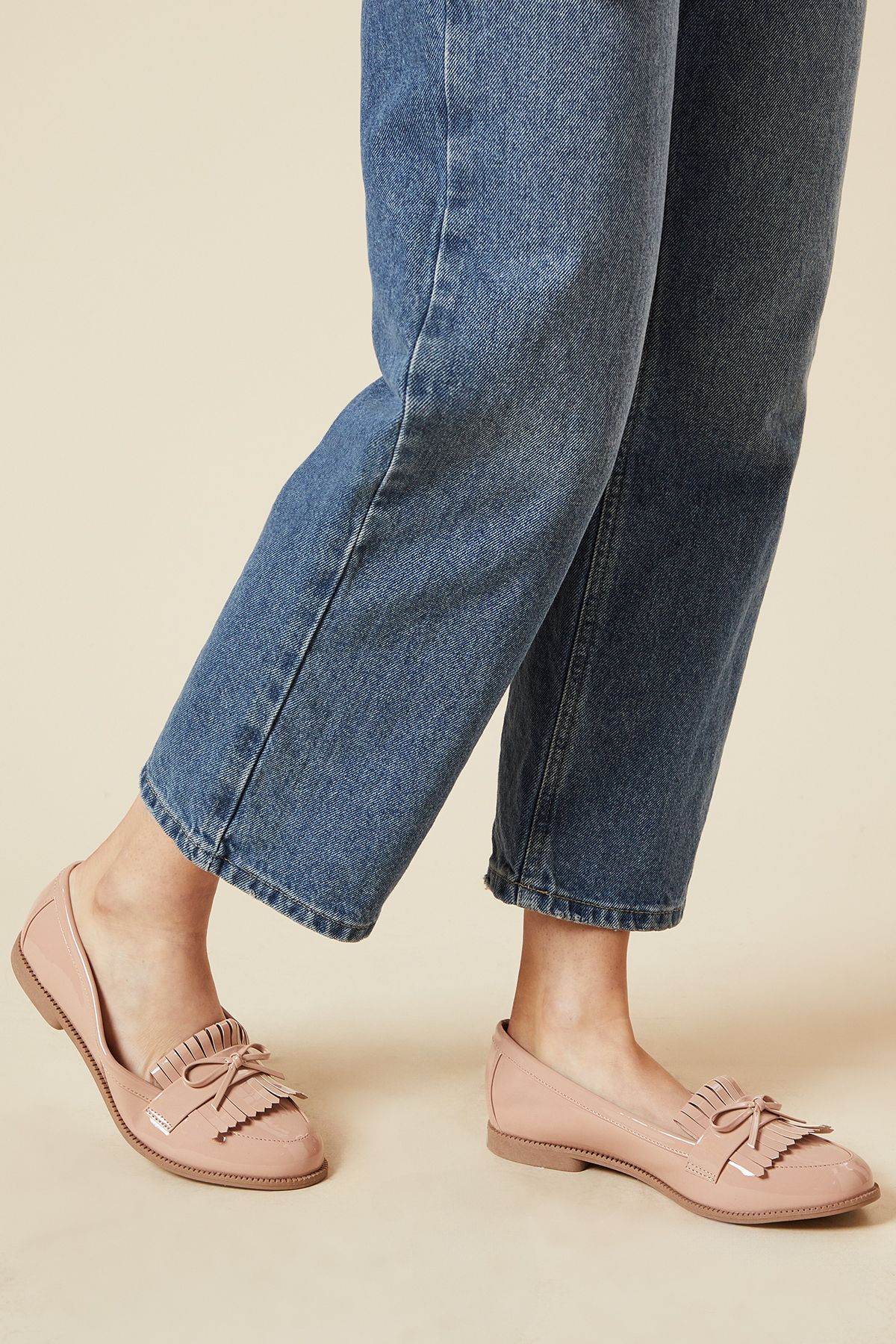 Dorothy Perkins Wide Fit Loretta Tassel Loafers Blush image 1