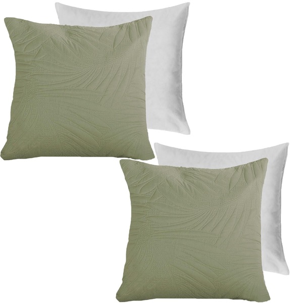 OHS 2 Pack Leaf Pinsonic Filled Cushion Covers