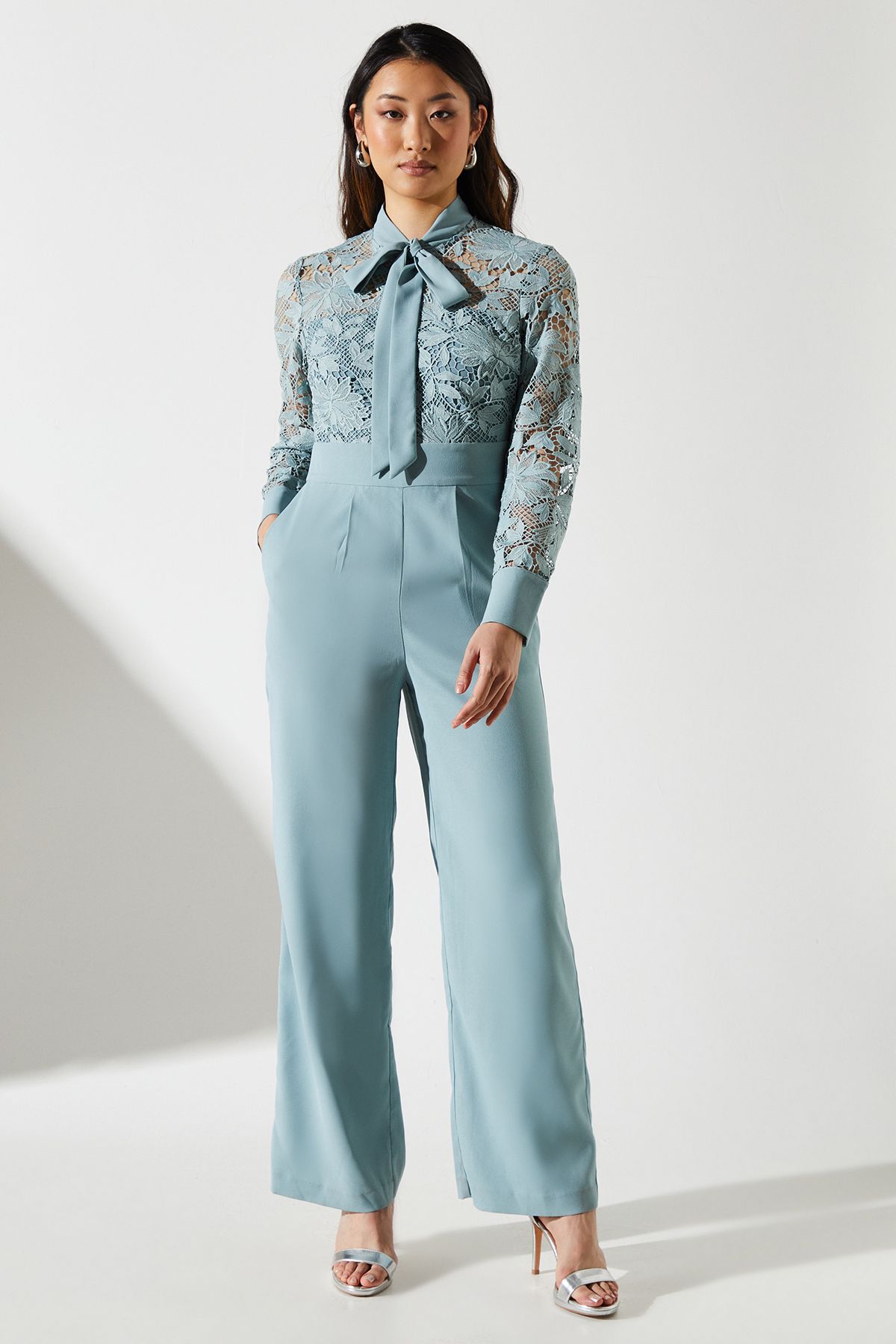 Coast Lace Tie Neck Jumpsuit Green image 1