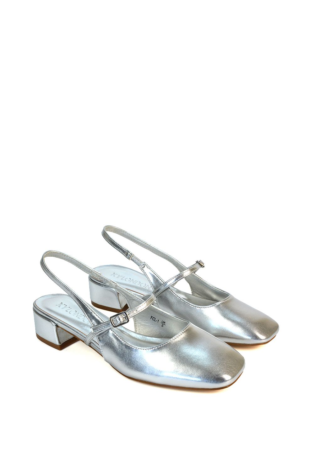 XY London 'Marie' Low Block Heel Square Toe Closed Toe Slingback Shoes image 4