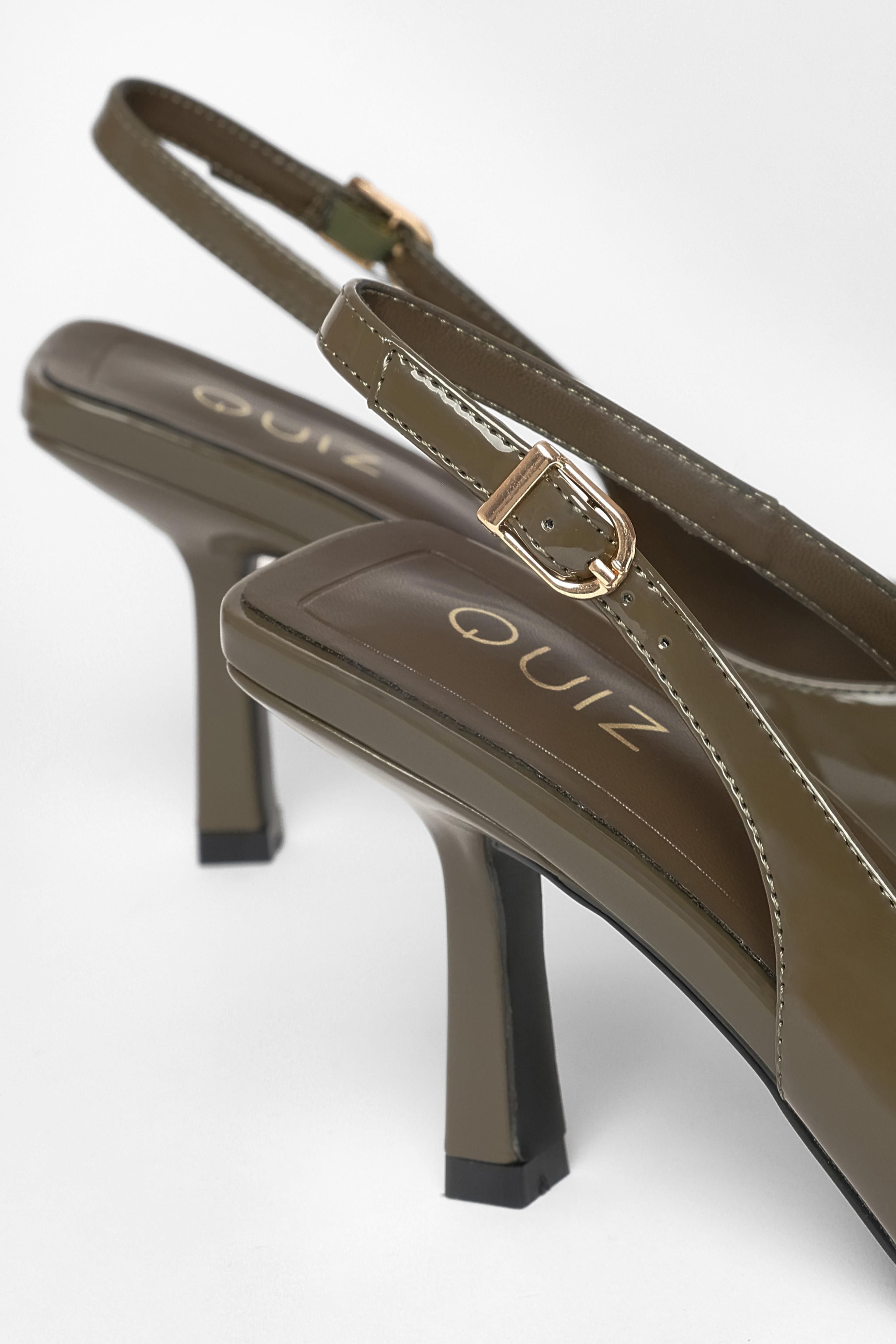 Quiz Green Faux Leather Court Heels image 4