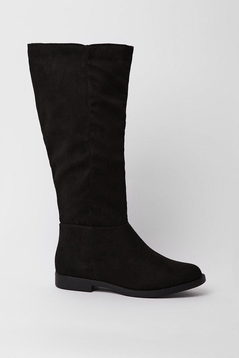 Dorothy Perkins Wide Fit Karla Knee High Flat Boots Natural Black image 2