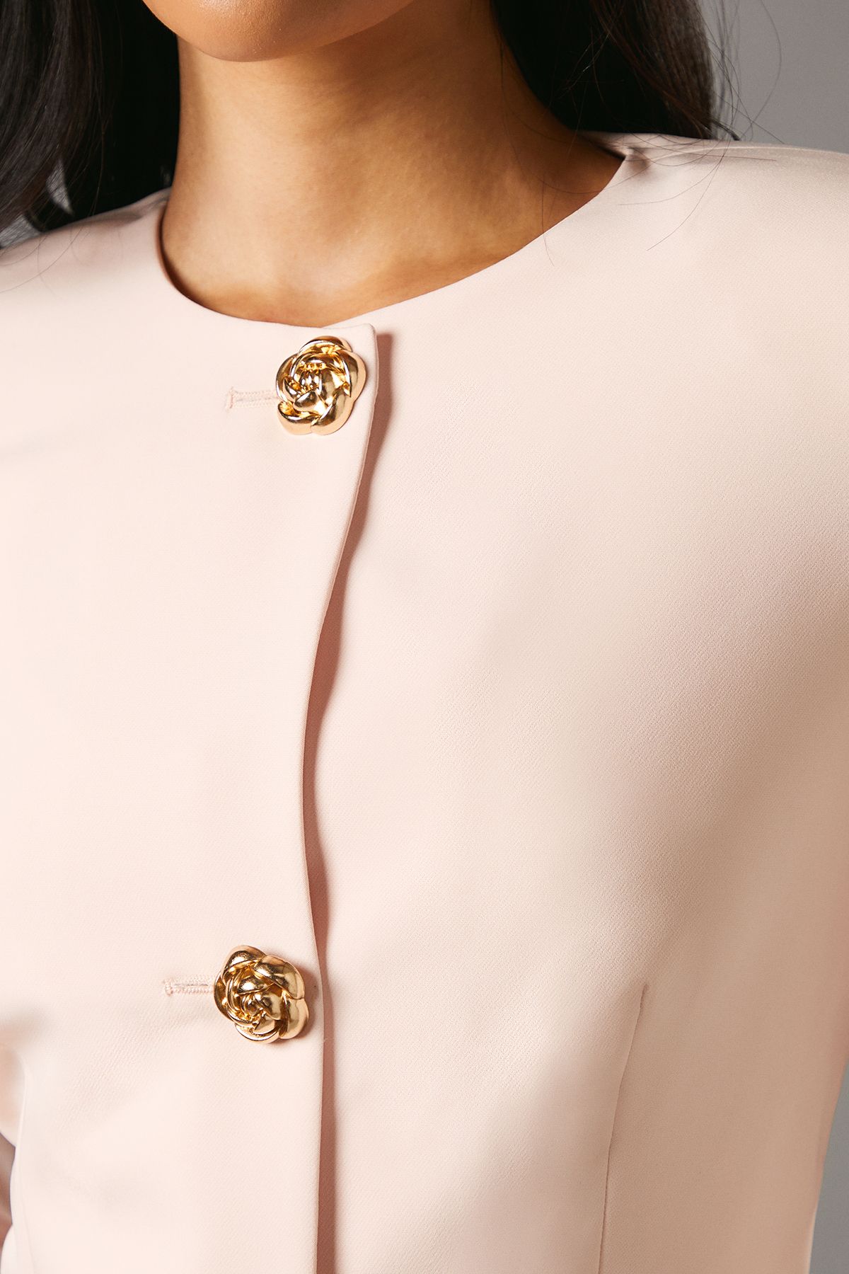 Coast Rose Button Long Sleeve Tailored Jacket Blush image 5
