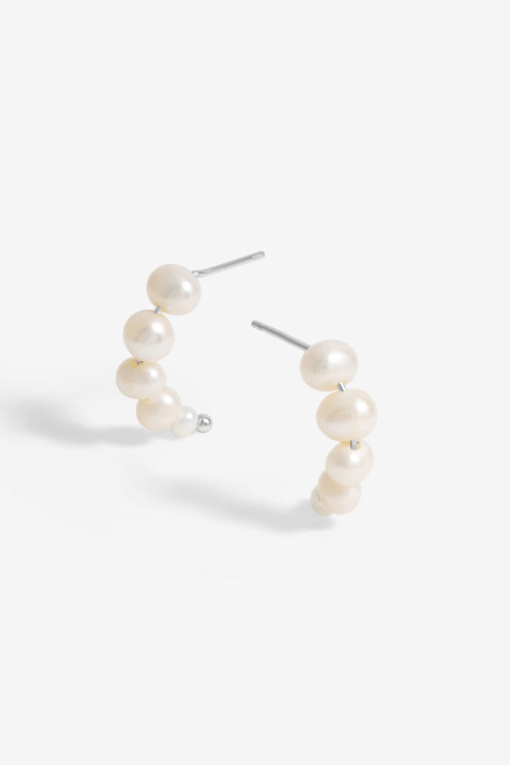 Simply Silver Sterling Silver 925 Graduated Pearl Hoop Earrings image 1