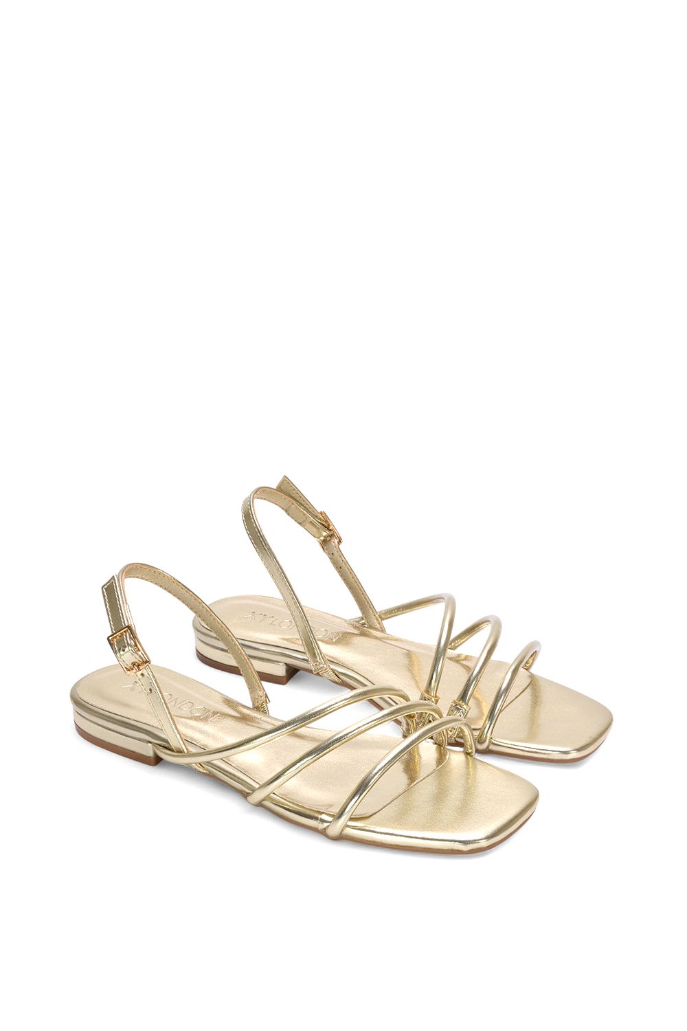 XY London 'Mary' Square Toe Strappy Slingback Flat Sandals image 5