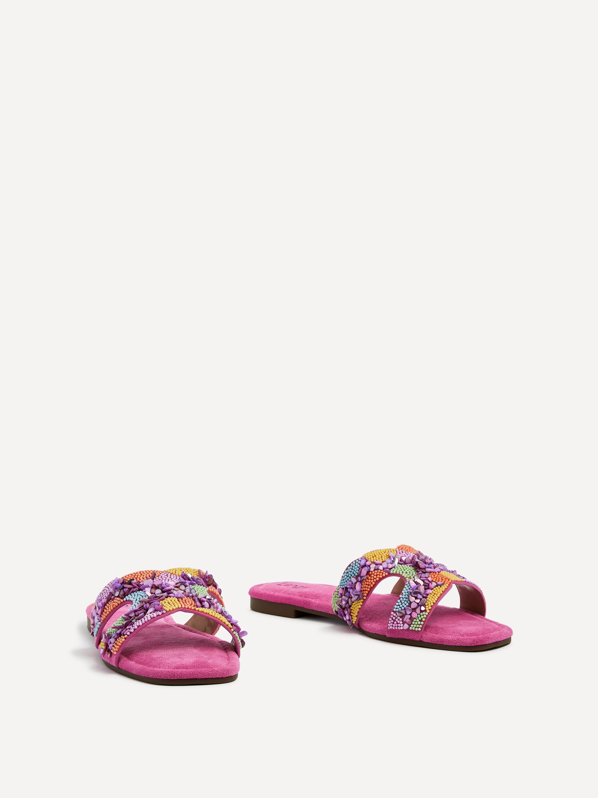 Linzi Zahara Fuchsia Faux Suede Embellished Slider Sandal image 3