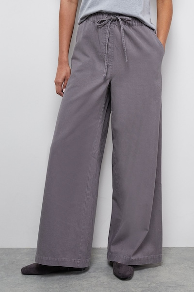 Warehouse Slouchy Wide Leg Drawstring Cargo Trouser Dark Grey