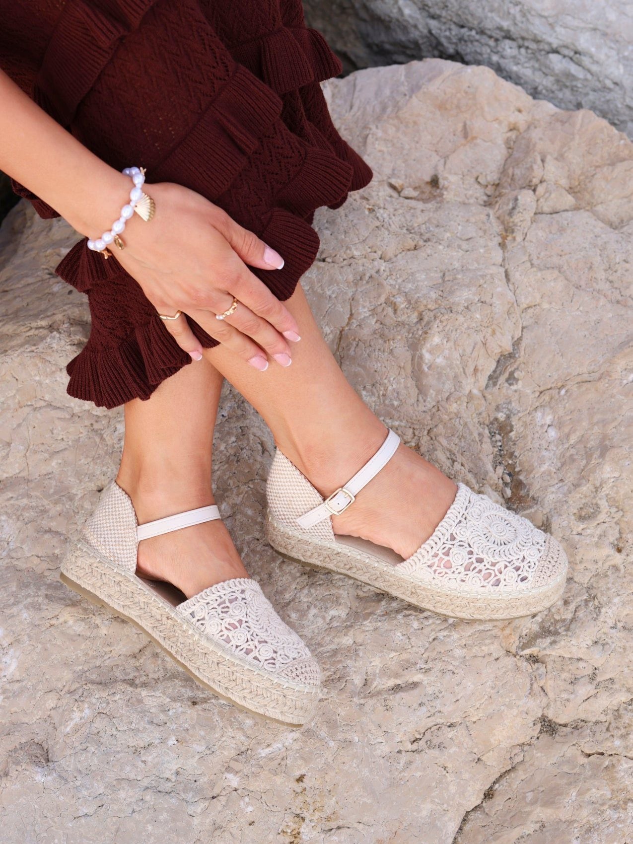 Linzi Adelina Beige Woven Two Part Espadrille Sandal image 2