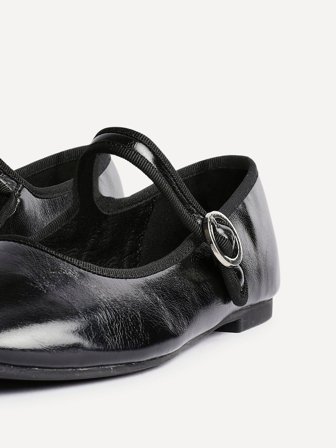 Linzi Graceful Black Faux Leather Ballet Pumps image 5